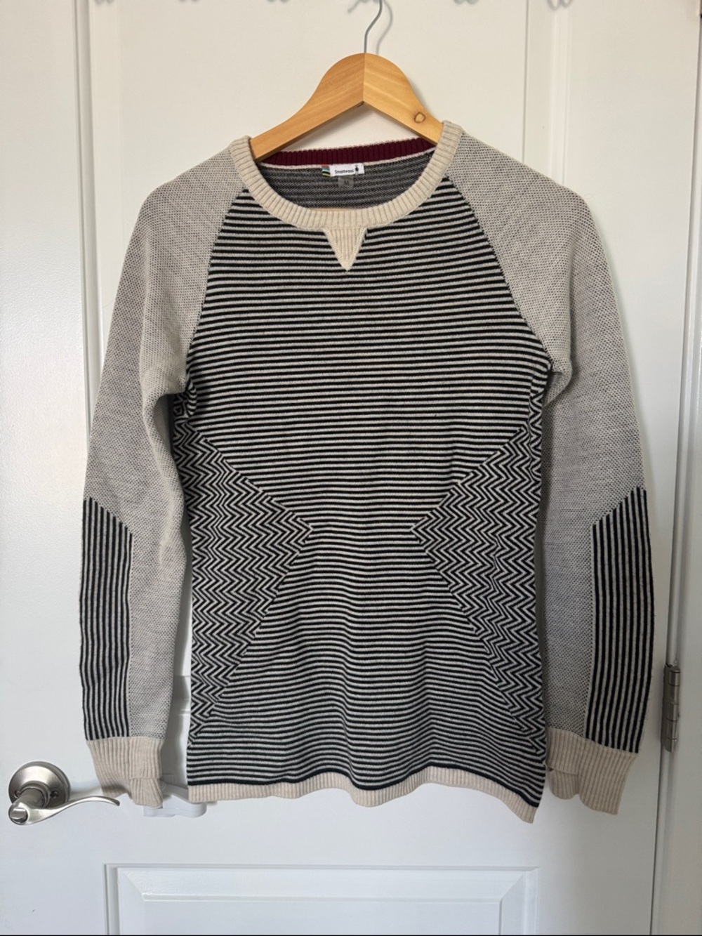 Smartwool Women's Striped Crewneck Sweater - Black & Cream